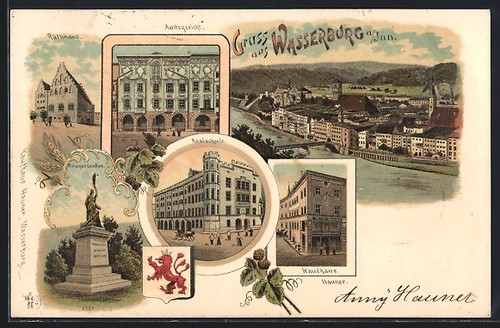 Lithographie wasserburg - wasserburg, am