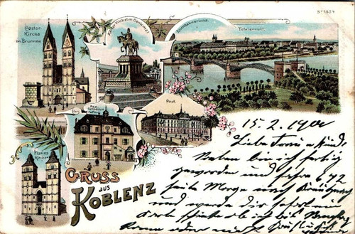 Litho gruss aus koblenz rhein - litho,